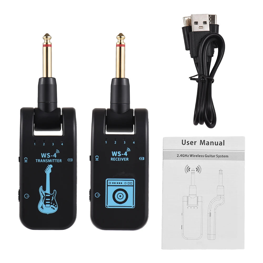2.4G Wireless Guitar System Rechargeable Guitar Transmitter Receiver Plug Play Real-time Transmission For Electric Guitar Bass