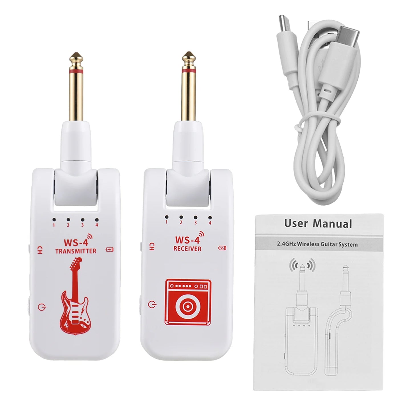 2.4G Wireless Guitar System Rechargeable Guitar Transmitter Receiver Plug Play Real-time Transmission For Electric Guitar Bass