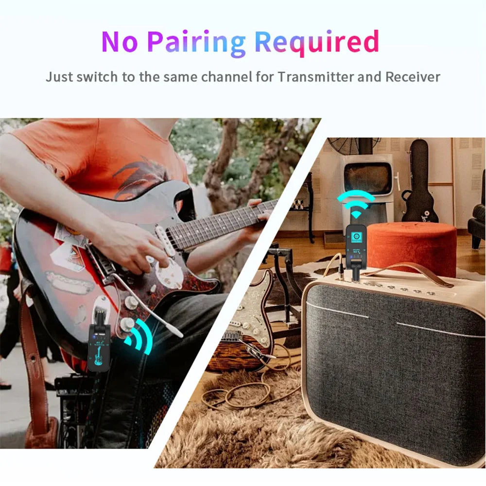 2.4G Wireless Guitar System Rechargeable Guitar Transmitter Receiver Plug Play Real-time Transmission For Electric Guitar Bass